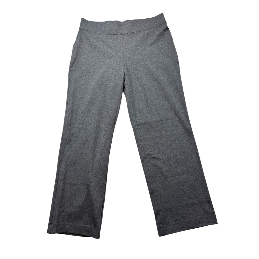 Lands End Starfish Straight Leg Pants Gray Cotton Blend Knit Womens L 14-16 #969